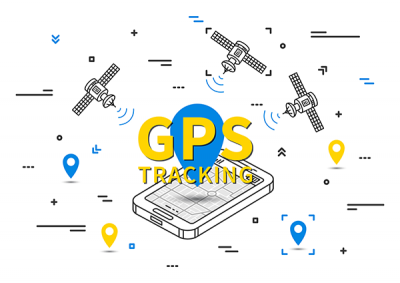 GPS tracking. Tracking system with satellite graphic design. GPS navigation wireless technology.